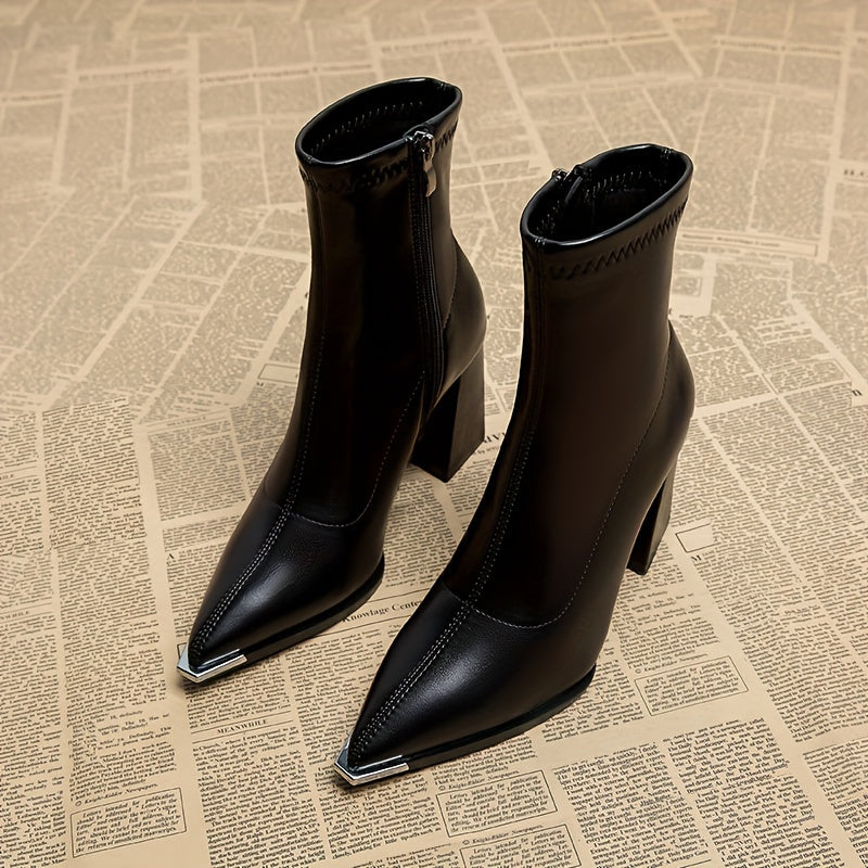 Josephine | Women's Pointed-Toe Block Heel Side-Zip Ankle Boot