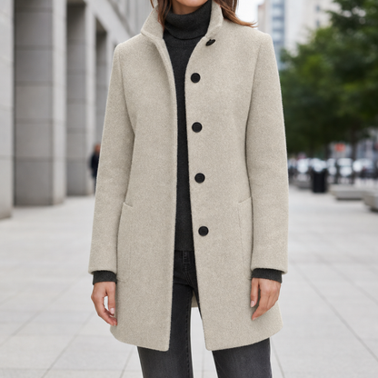 Annette | Women's Stand Collar Single Breasted Wool Blend Car Coat