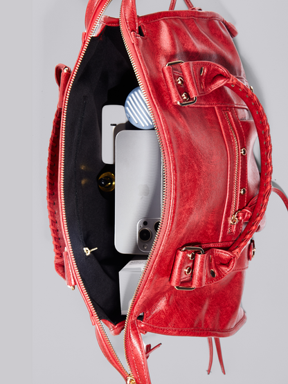 Quinn | Women's Retro Top Handle Zip Pocket Bowler Bag