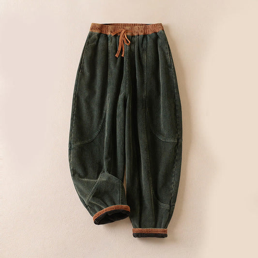 Carina | Women's Corduroy Drawstring Elastic Waist Relaxed Harem Pants