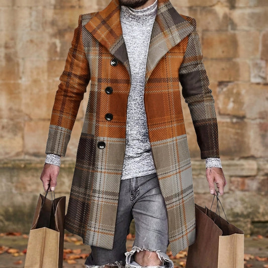 Auberon | Men's Plaid Longline Topcoat Winter Overcoat
