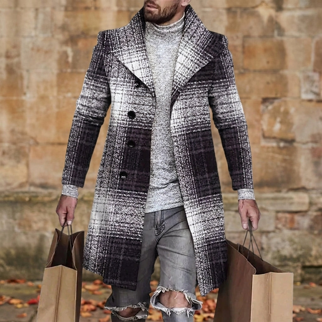 Auberon | Men's Plaid Longline Topcoat Winter Overcoat