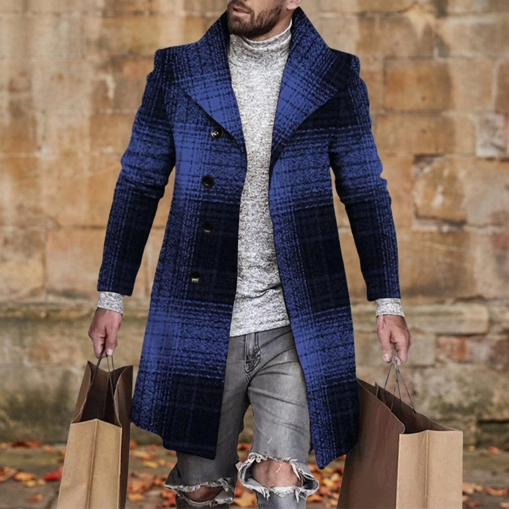 Auberon | Men's Plaid Longline Topcoat Winter Overcoat