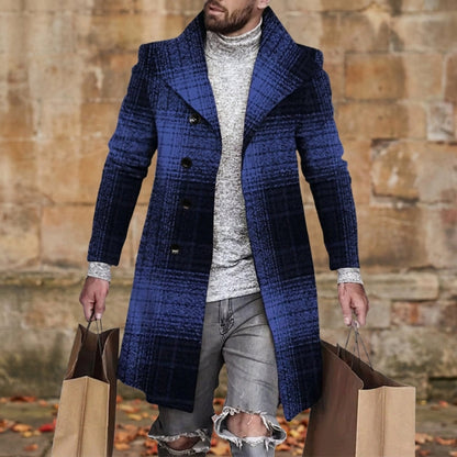 Auberon | Men's Plaid Longline Topcoat Winter Overcoat