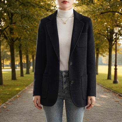 Anita | Women's Wool Blend Tailored Notch Lapel Two Button Blazer