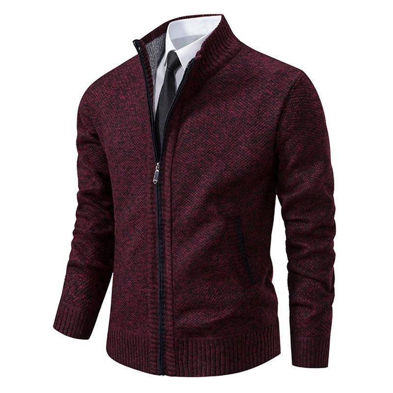 Archer | Men's Full-Zip Mock Neck Textured Knit Cardigan Sweater