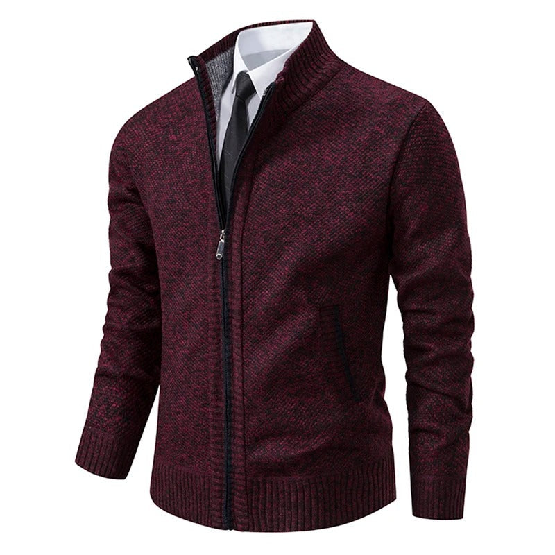 Archer | Men's Full-Zip Mock Neck Textured Knit Cardigan Sweater