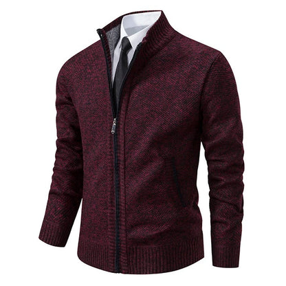 Archer | Men's Full-Zip Mock Neck Textured Knit Cardigan Sweater