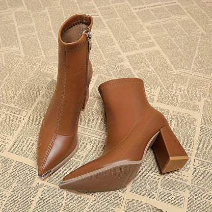 Josephine | Women's Pointed-Toe Block Heel Side-Zip Ankle Boot