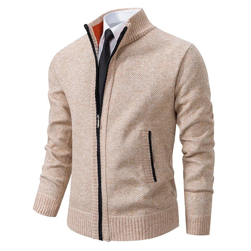 Archer | Men's Full-Zip Mock Neck Textured Knit Cardigan Sweater