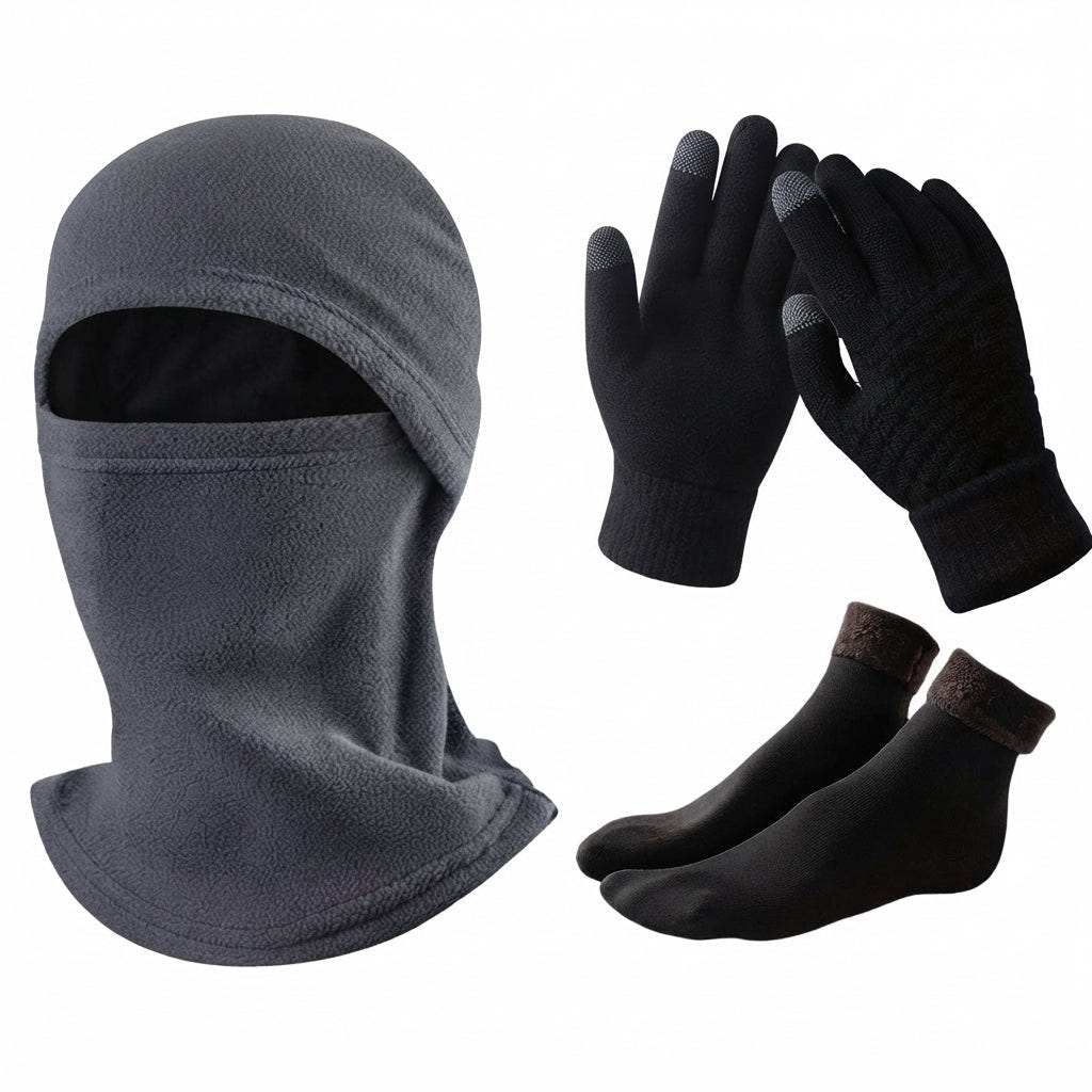 Brigid | Women's Fleece Balaclava Touchscreen Winter Gloves and Socks Set