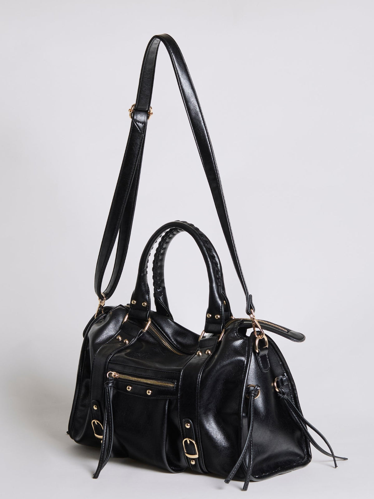 Quinn | Women's Retro Top Handle Zip Pocket Bowler Bag