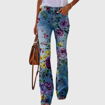 Marielle | Women's High Waisted Floral Bootcut Trousers