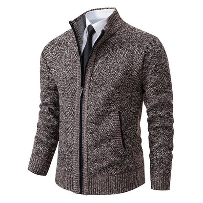 Archer | Men's Full-Zip Mock Neck Textured Knit Cardigan Sweater