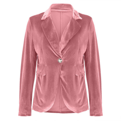 Beatrice | Women's Velvet Fitted Notched Lapel Single-Button Blazer