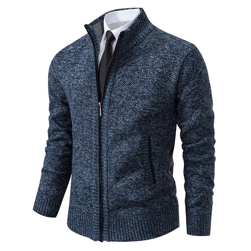 Archer | Men's Full-Zip Mock Neck Textured Knit Cardigan Sweater