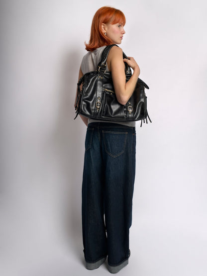 Quinn | Women's Retro Top Handle Zip Pocket Bowler Bag