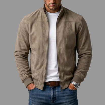 Cadmus | Men's Casual Stand Collar Zip-Up Suede Bomber Jacket