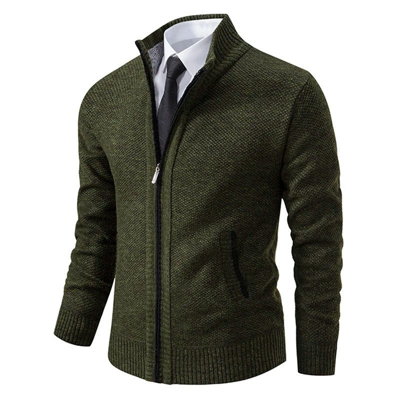 Archer | Men's Full-Zip Mock Neck Textured Knit Cardigan Sweater