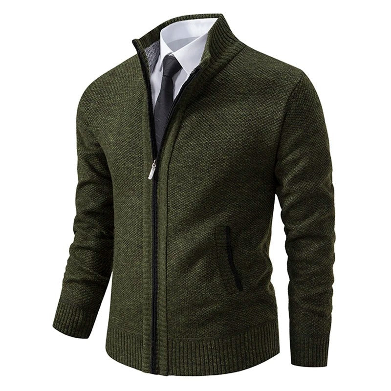 Archer | Men's Full-Zip Mock Neck Textured Knit Cardigan Sweater