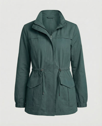 Leona | Women's Casual Drawstring Waist Zip-Up Utility Jacket