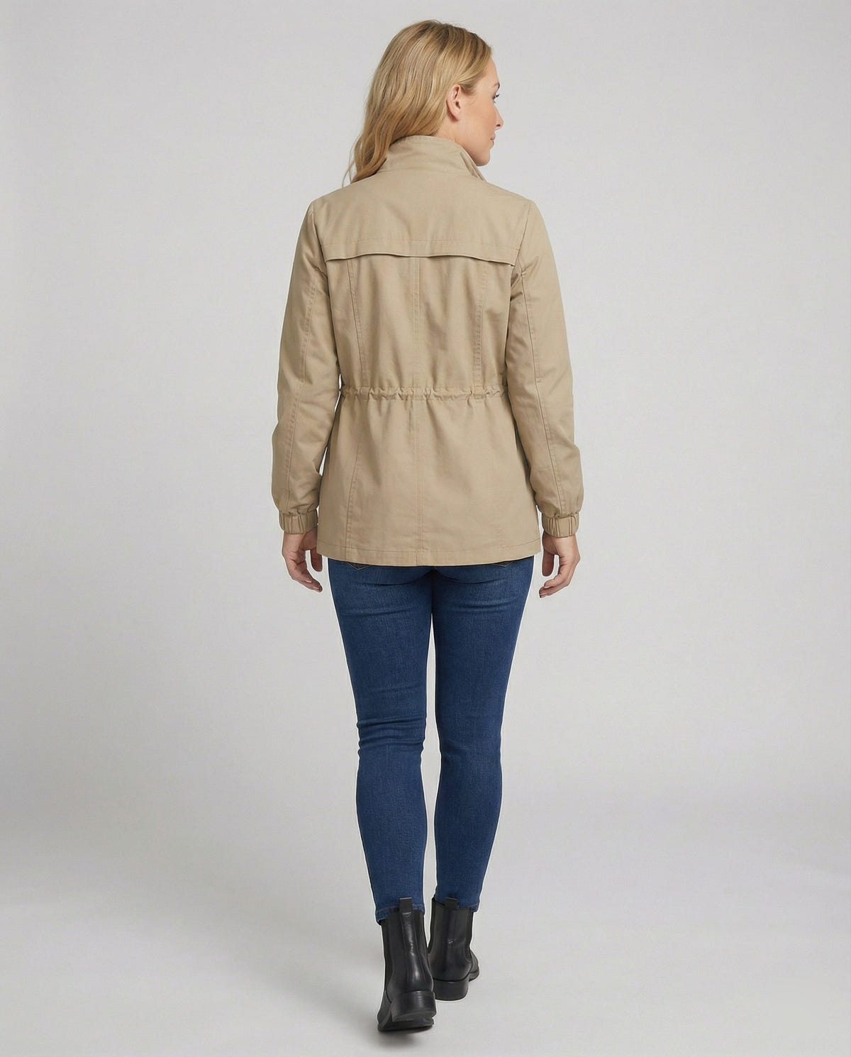 Leona | Women's Casual Drawstring Waist Zip-Up Utility Jacket