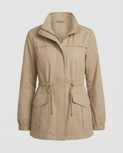 Leona | Women's Casual Drawstring Waist Zip-Up Utility Jacket
