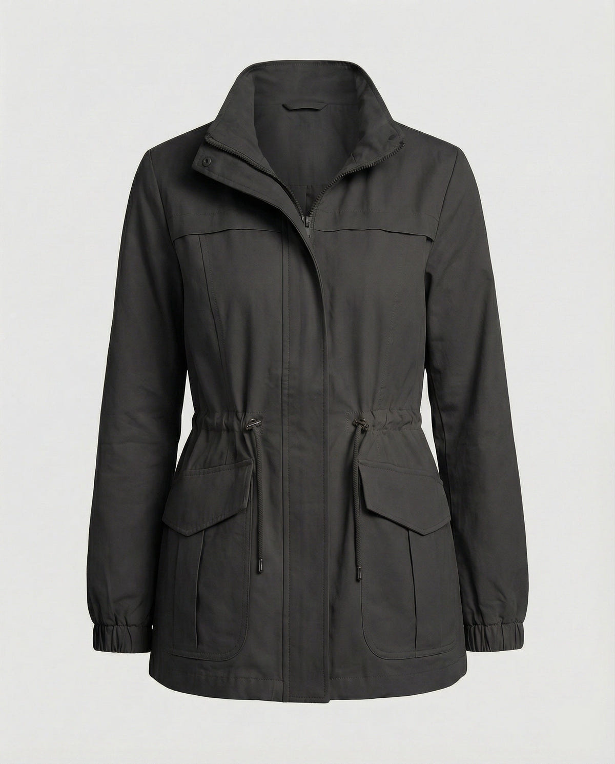 Leona | Women's Casual Drawstring Waist Zip-Up Utility Jacket