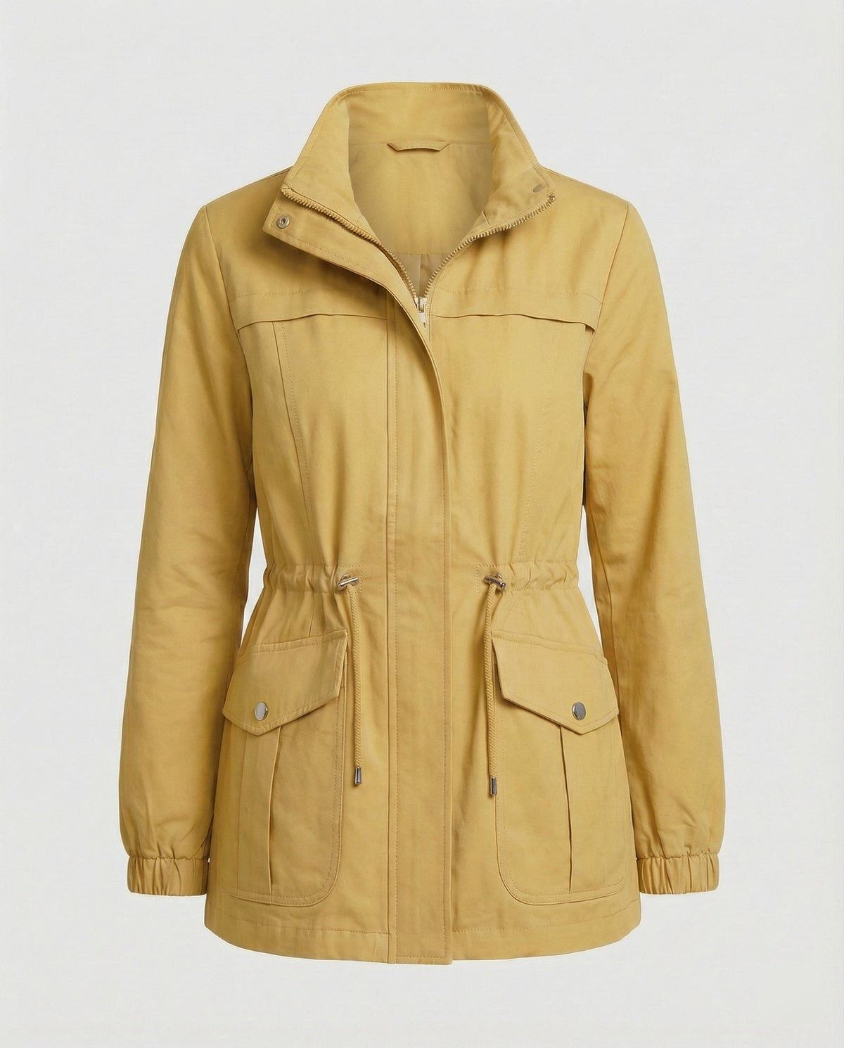 Leona | Women's Casual Drawstring Waist Zip-Up Utility Jacket