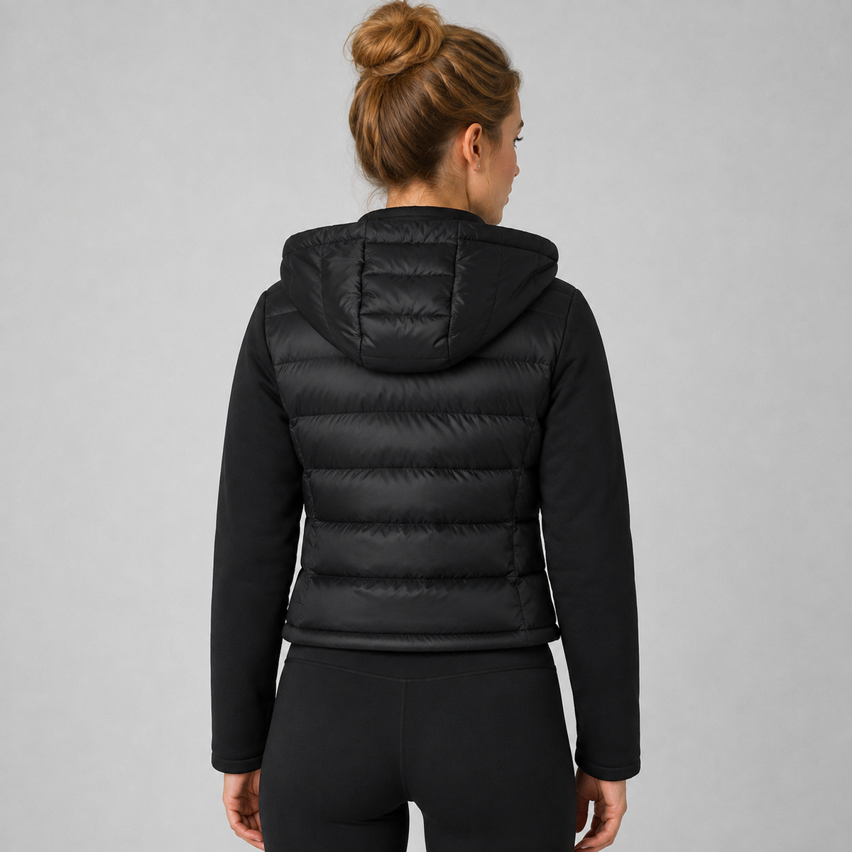 Athena | Women's Lightweight Hooded Quilted Black Cropped Puffer Jacket