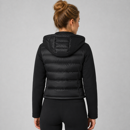 Athena | Women's Lightweight Hooded Quilted Black Cropped Puffer Jacket