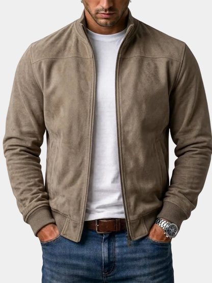Cadmus | Men's Casual Stand Collar Zip-Up Suede Bomber Jacket