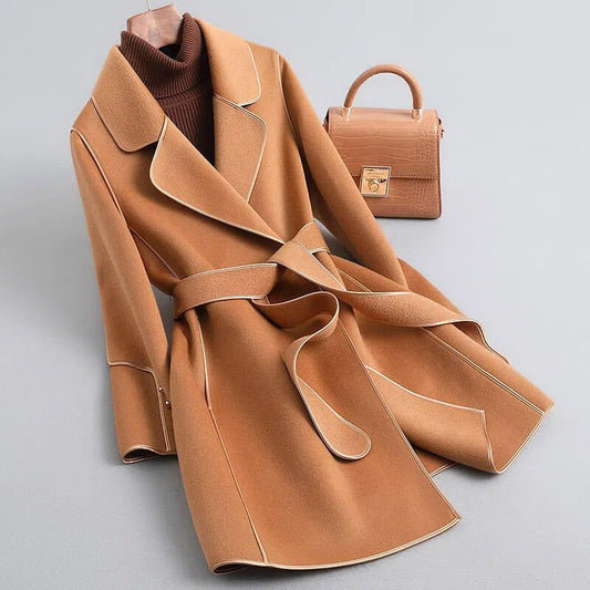 Adele | Women's Belted Wrap Longline Winter Dress Coat