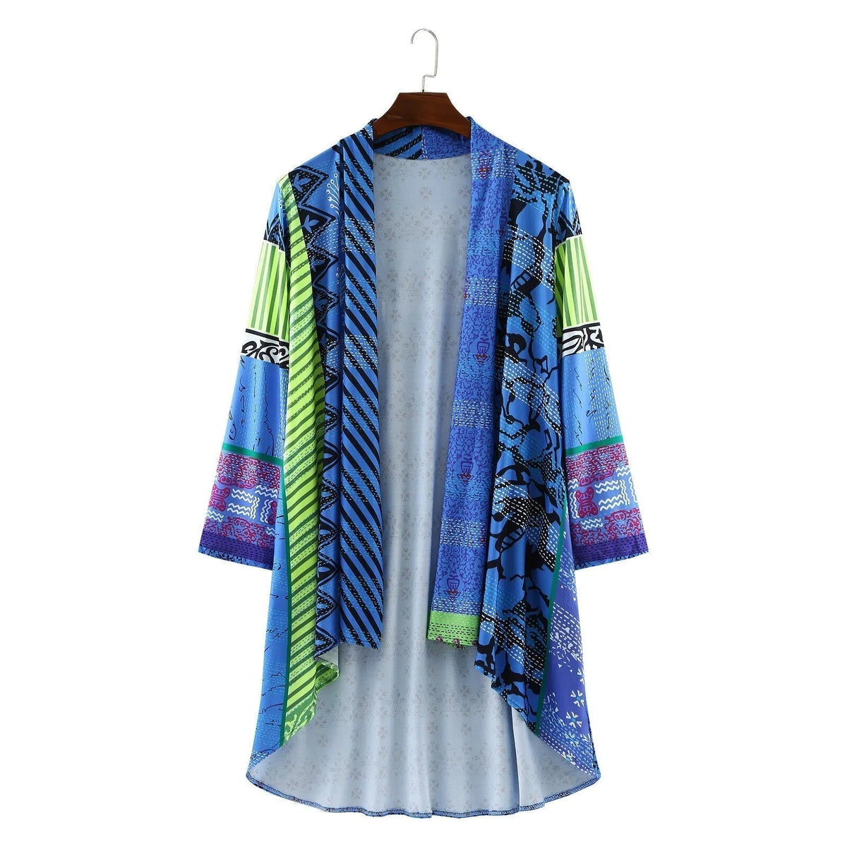 Thea | Women's Vintage Patchwork Print Open Front Long Cardigan