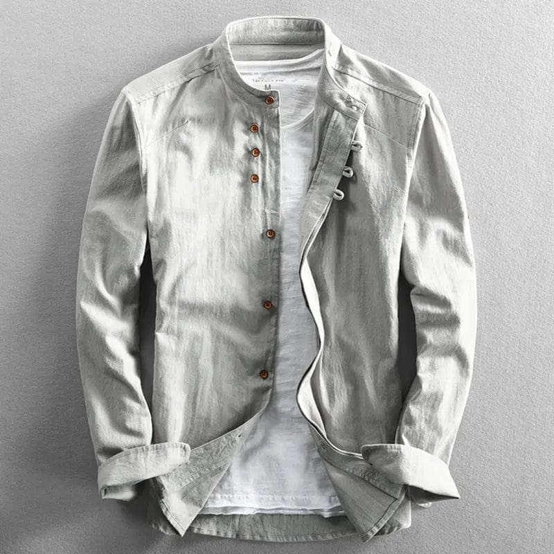 Callum | Men's Stand Collar Button Up Long Sleeve Shirt