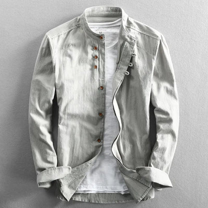 Callum | Men's Stand Collar Button Up Long Sleeve Shirt