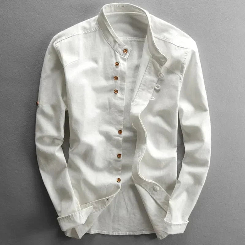 Callum | Men's Stand Collar Button Up Long Sleeve Shirt