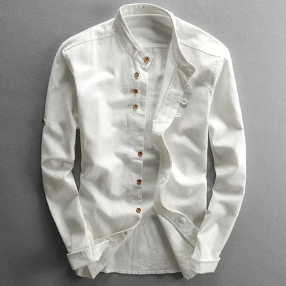 Callum | Men's Stand Collar Button Up Long Sleeve Shirt