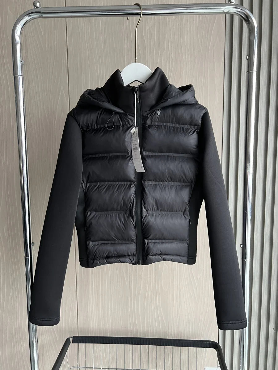 Athena | Women's Lightweight Hooded Quilted Black Cropped Puffer Jacket