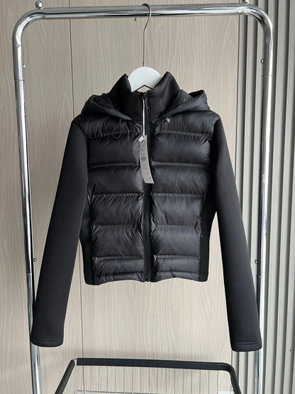 Athena | Women's Lightweight Hooded Quilted Black Cropped Puffer Jacket