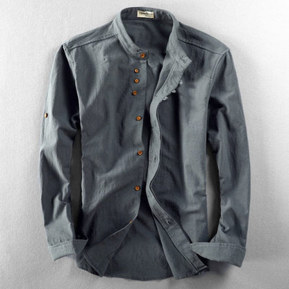 Callum | Men's Stand Collar Button Up Long Sleeve Shirt