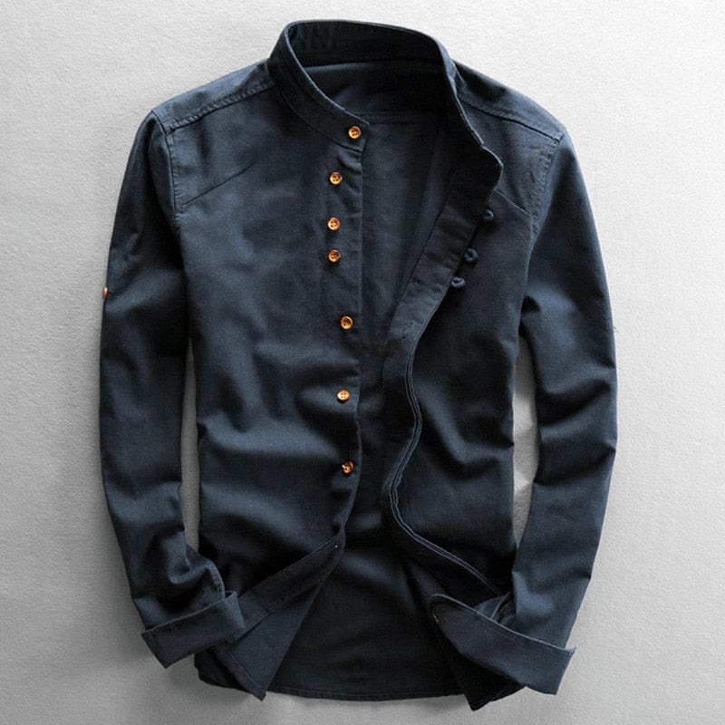 Callum | Men's Stand Collar Button Up Long Sleeve Shirt