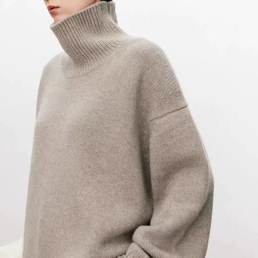 April | Women's Oversized Drop Shoulder Ribbed Knit Turtleneck Sweater
