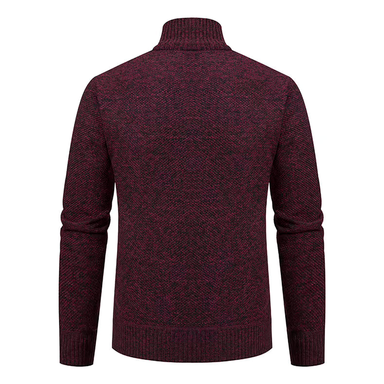 Archer | Men's Full-Zip Mock Neck Textured Knit Cardigan Sweater