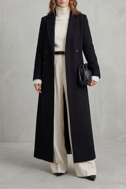 Estella | Women's Double Breasted Tailored Maxi Long Coat