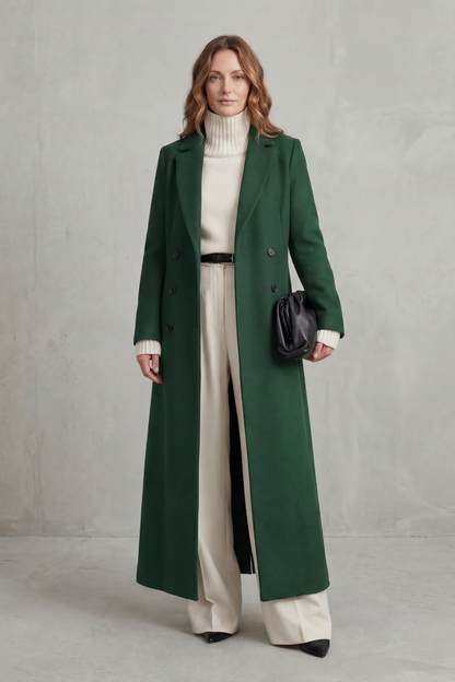 Estella | Women's Double Breasted Tailored Maxi Long Coat