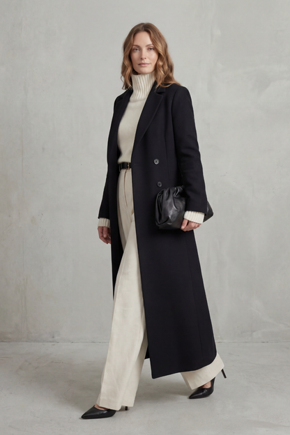 Estella | Women's Double Breasted Tailored Maxi Long Coat