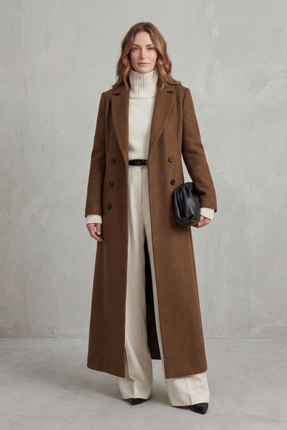 Estella | Women's Double Breasted Tailored Maxi Long Coat