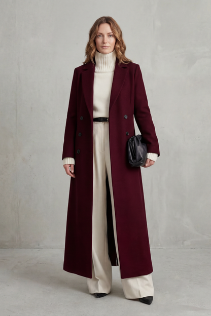 Estella | Women's Double Breasted Tailored Maxi Long Coat
