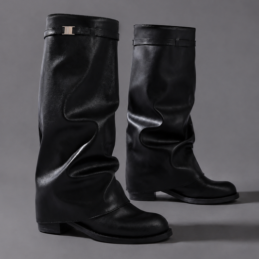 Aveline | Women's Low Block Heel Knee High Slouch Boot